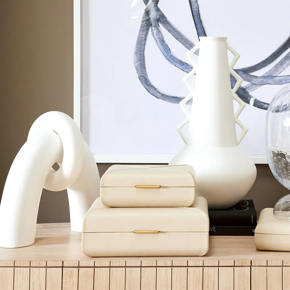 Hayes Medium Decorative Box - Beige, Leather