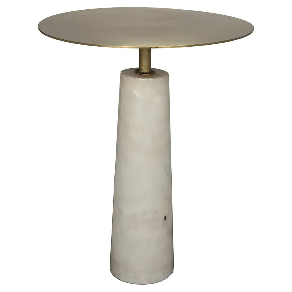 Hayes Side Table - White, Marble