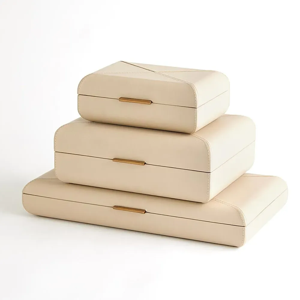 Hayes Small Decorative Box - Beige, Leather