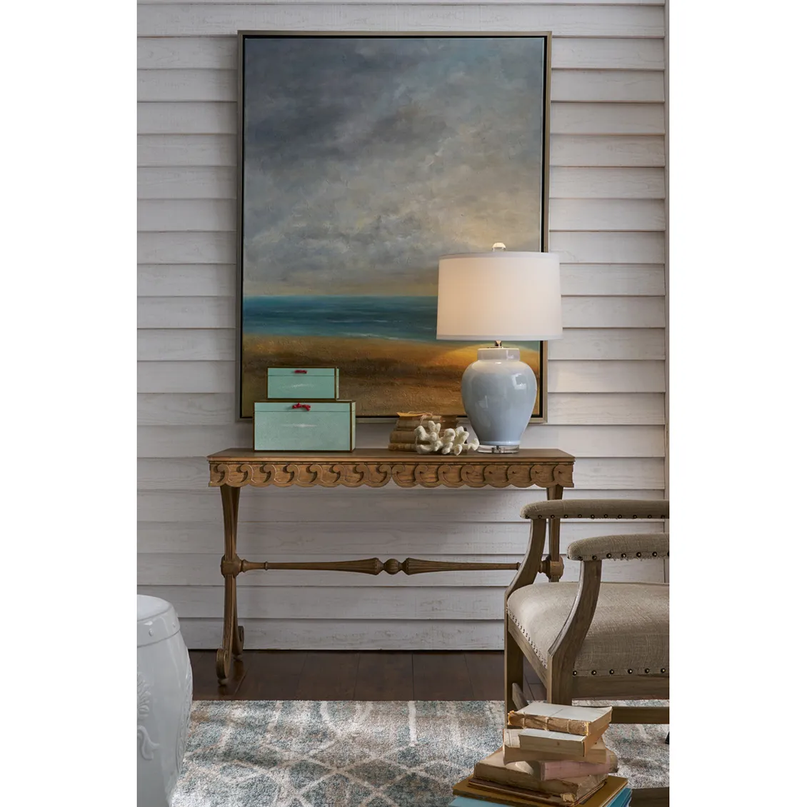 Haylie Coastal Beach Table Lamp - Light Blue, Ceramic