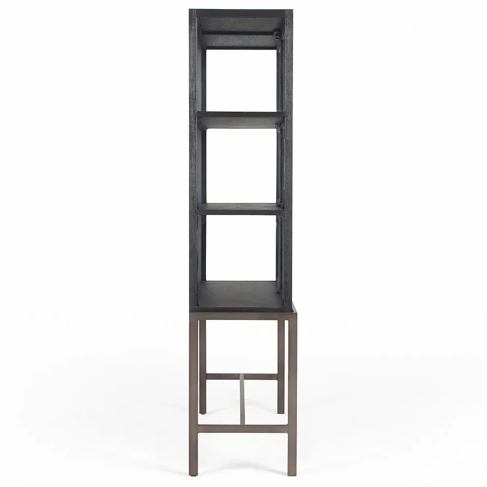 Hazel Display Case with Glass Doors - Black Oak, Iron