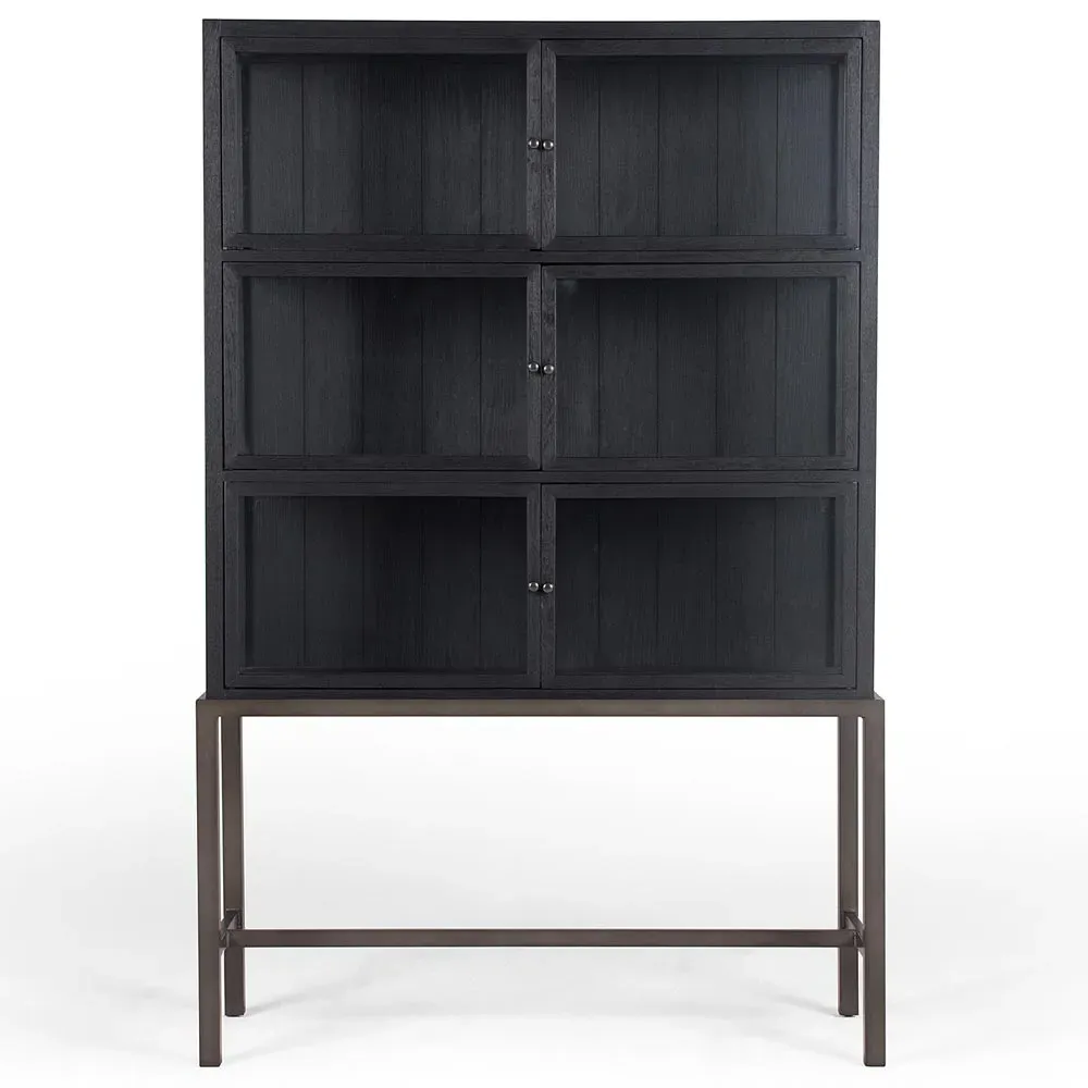 Hazel Display Case with Glass Doors - Black Oak, Iron image
