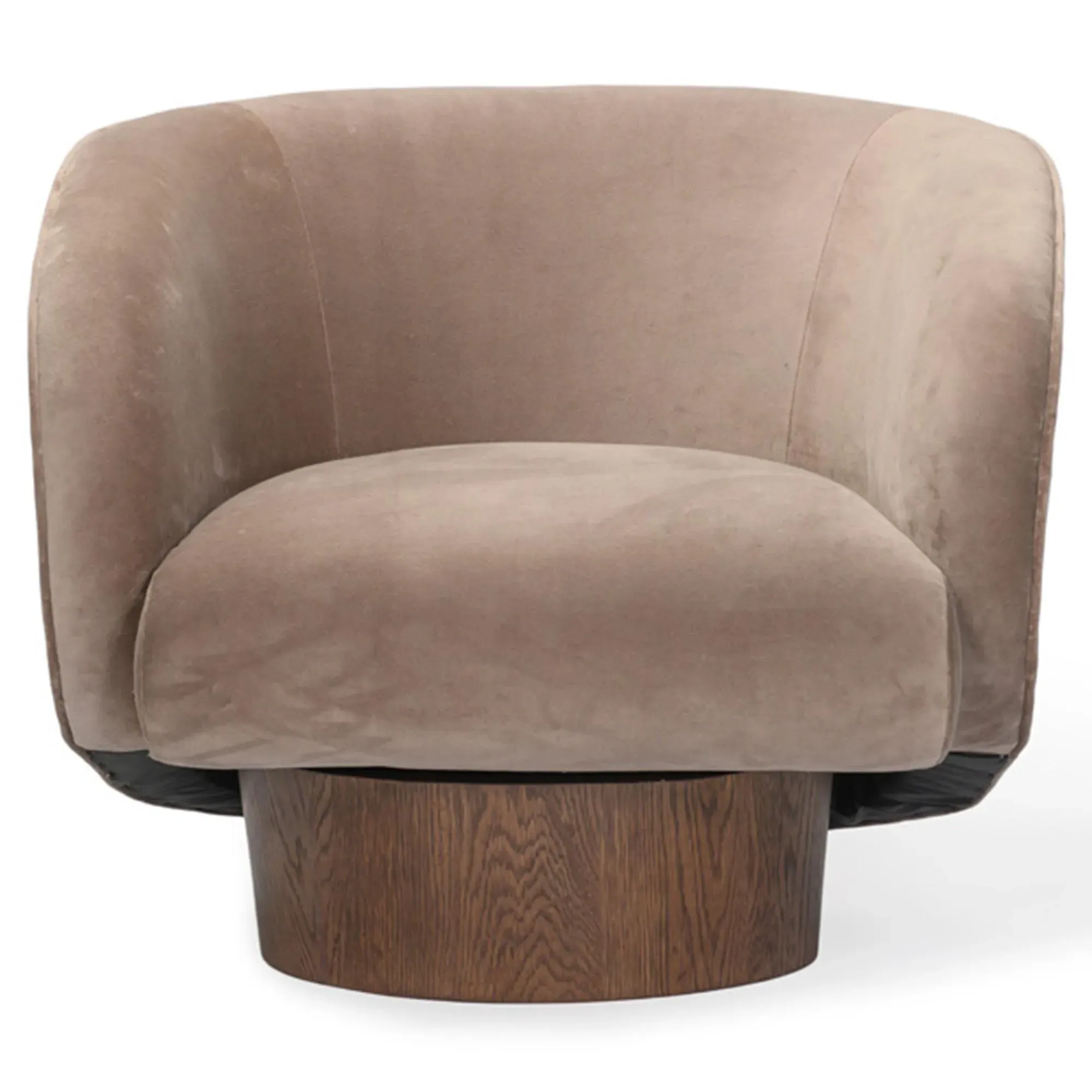 Hazel Swivel Club Chair - Brown, Oak