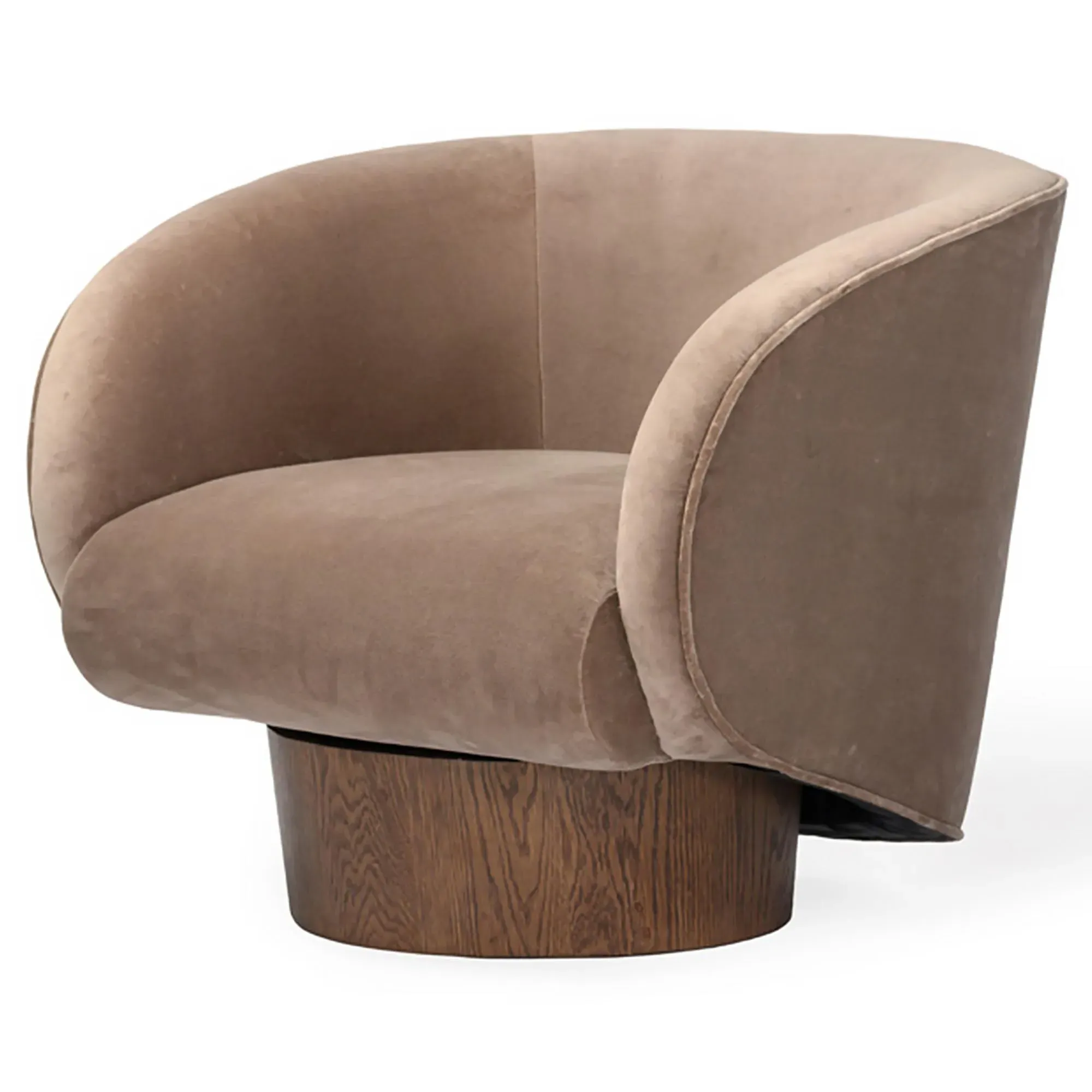 Hazel Swivel Club Chair - Brown, Oak