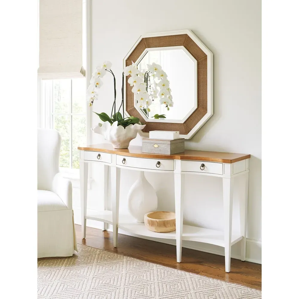 Headlands Console Table - White, Maple Veneer