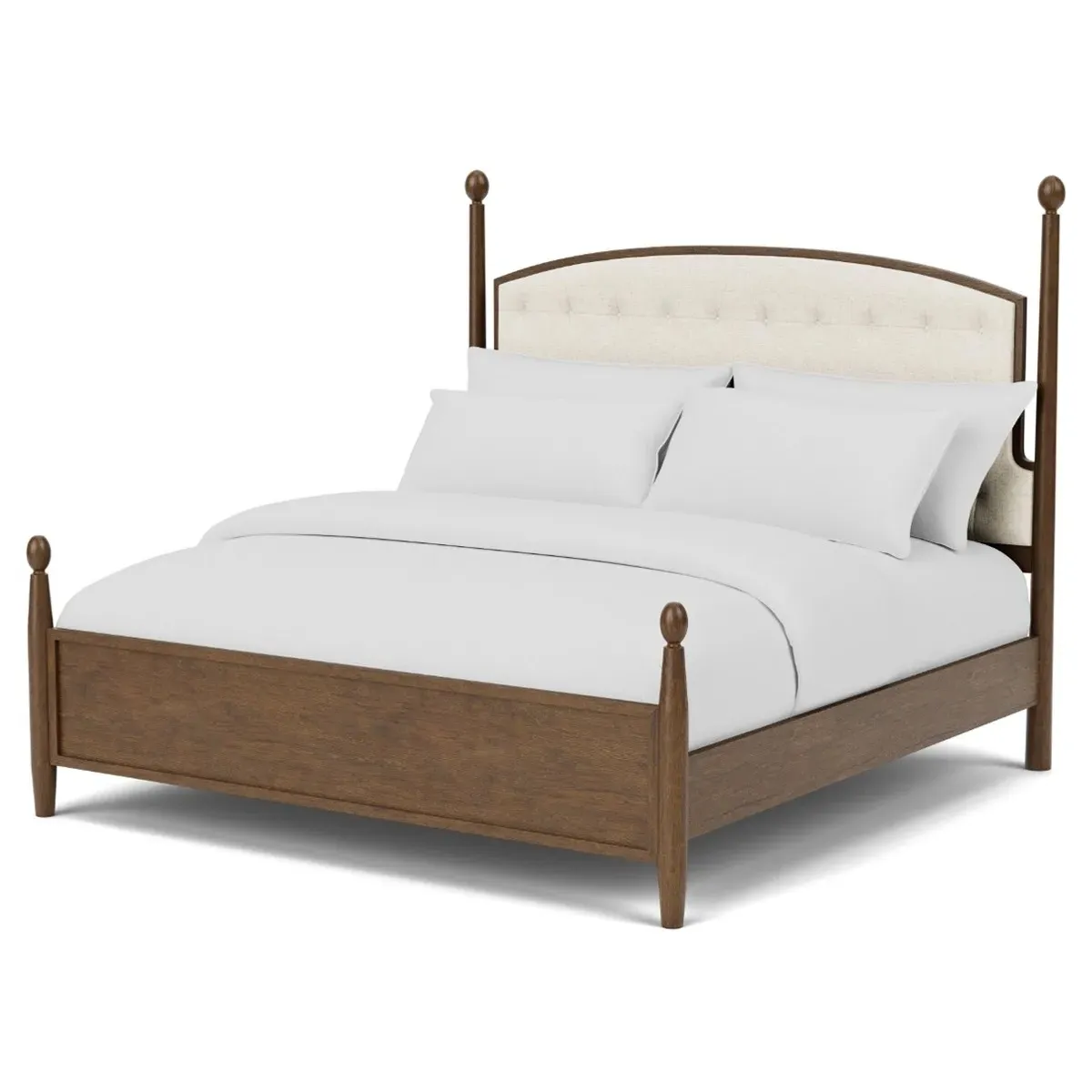 Hearth King Size Tufted Bed - Cream, Oak