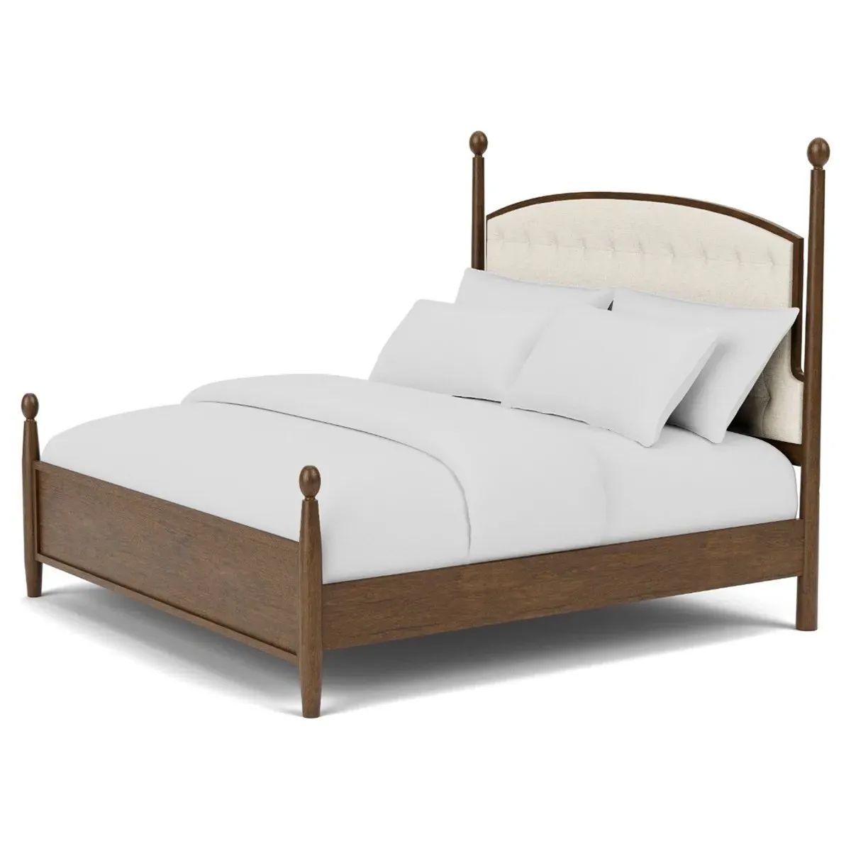 Hearth Queen Size Tufted Bed - Cream, Oak