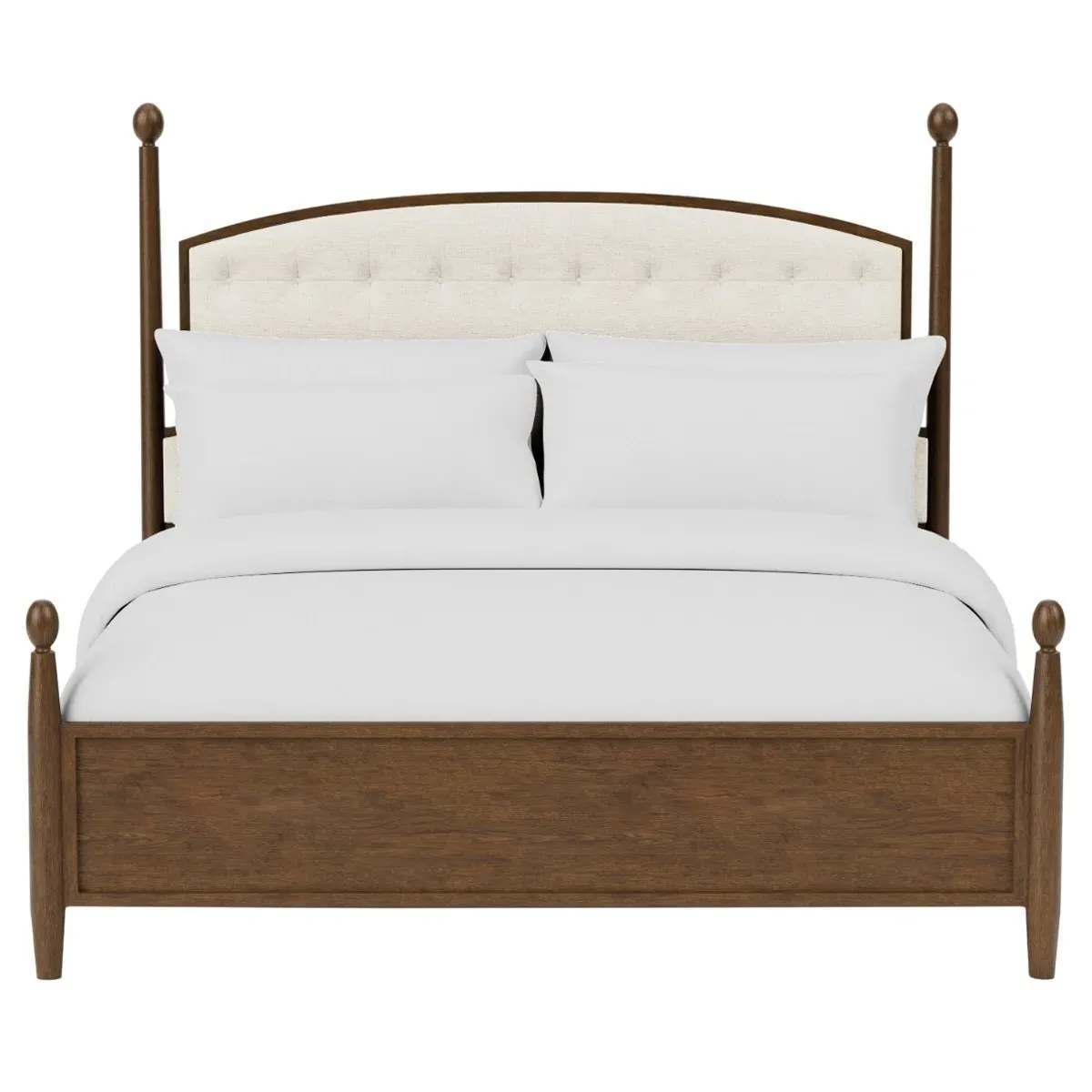 Hearth Queen Size Tufted Bed - Cream, Oak
