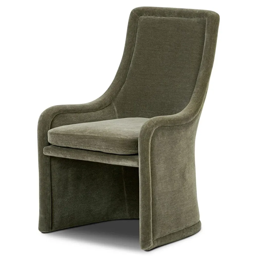 Heather Dining Chair - Olive Green, Velvet