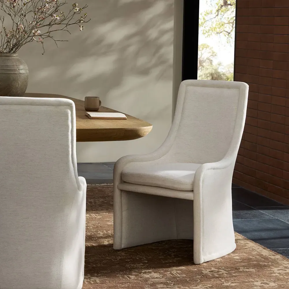Heather Dining Side Chair - Cream, Performance Fabric