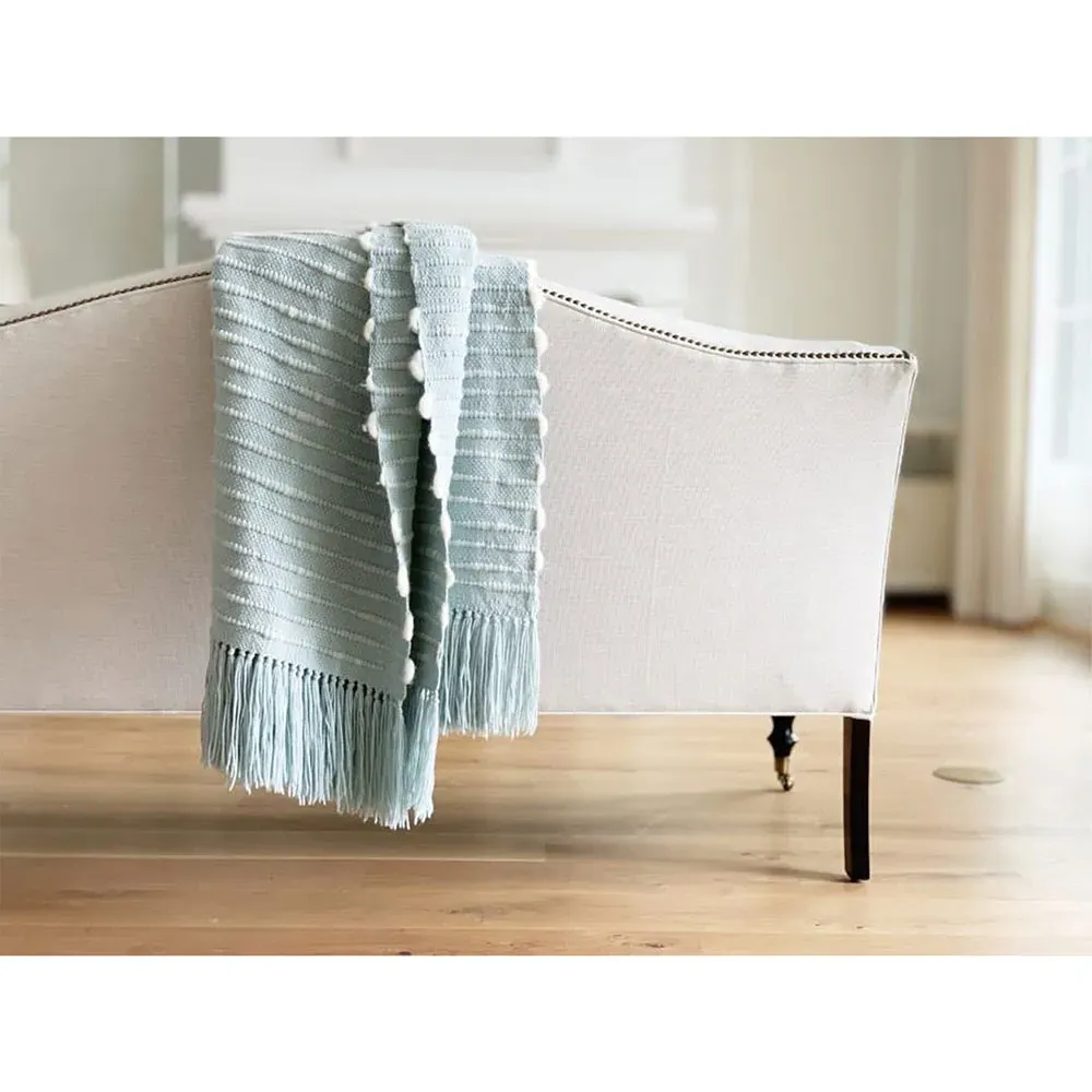 Heather Handwoven Throw Blanket - Blue, Wool