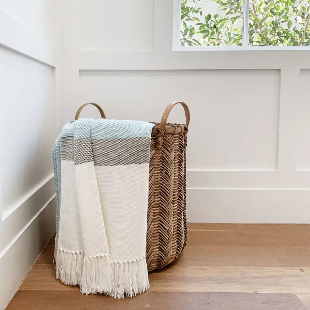 Heather Handwoven Throw Blanket - Blue, Wool