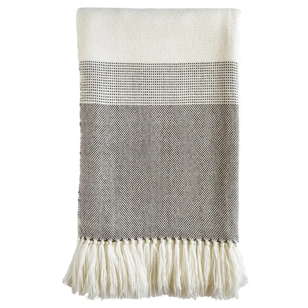 Heather Handwoven Throw Blanket - White, Wool