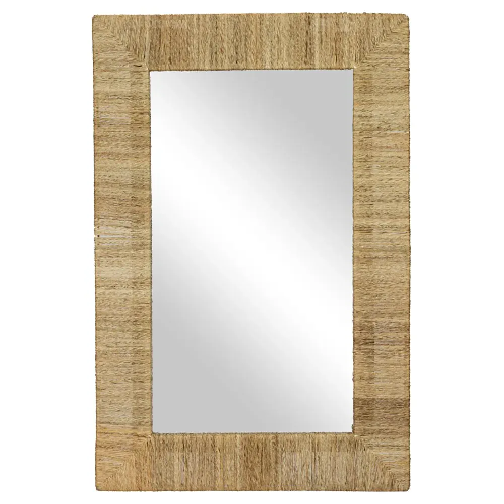 Heather Rectangular Wall Mirror - Brown, Jute image