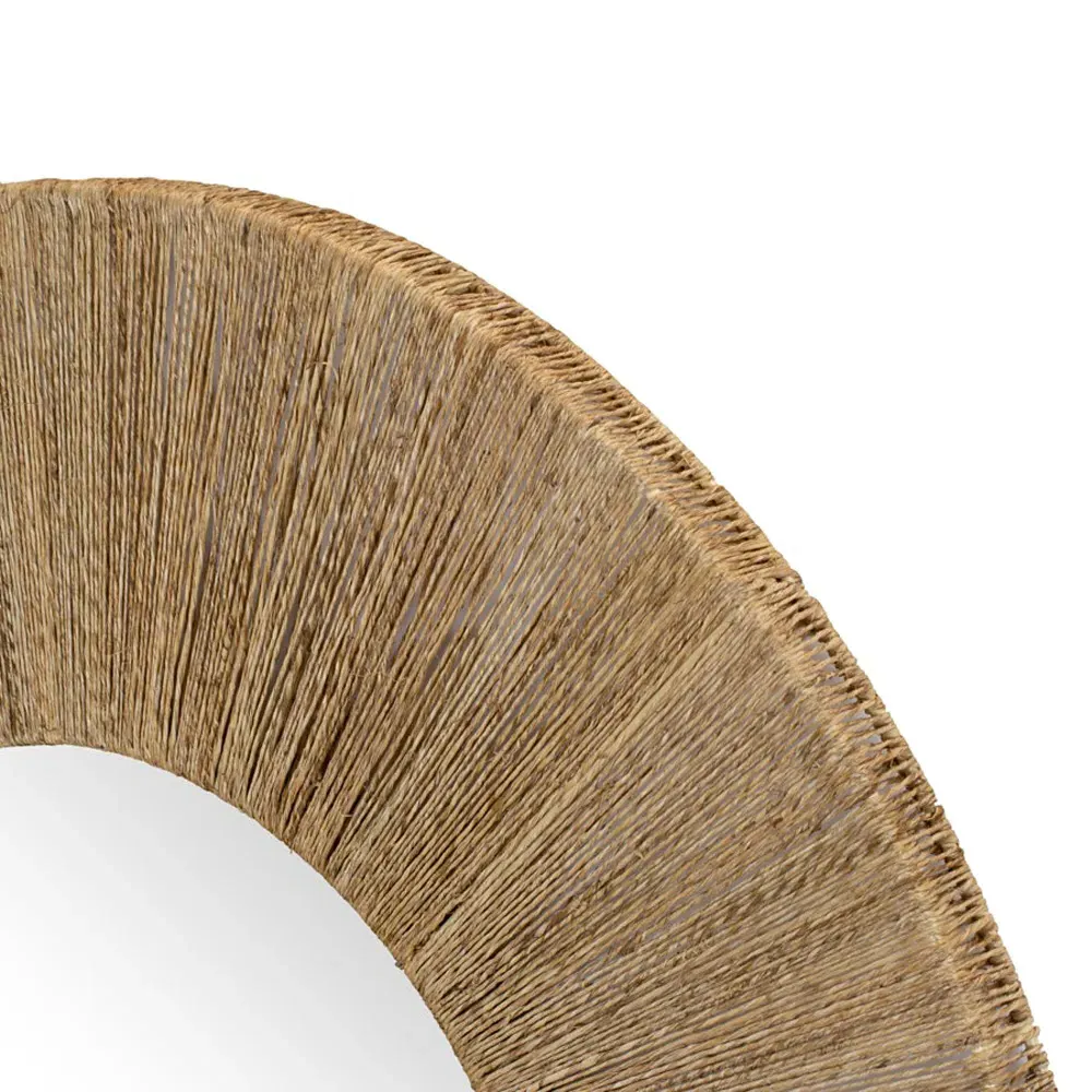 Heather Round Wall Mirror - Brown, Jute