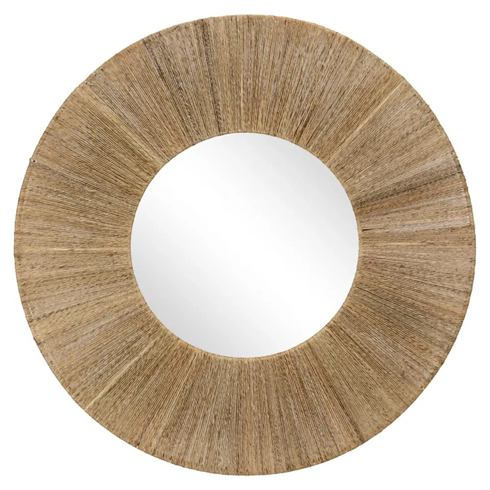 Heather Round Wall Mirror - Brown, Jute image
