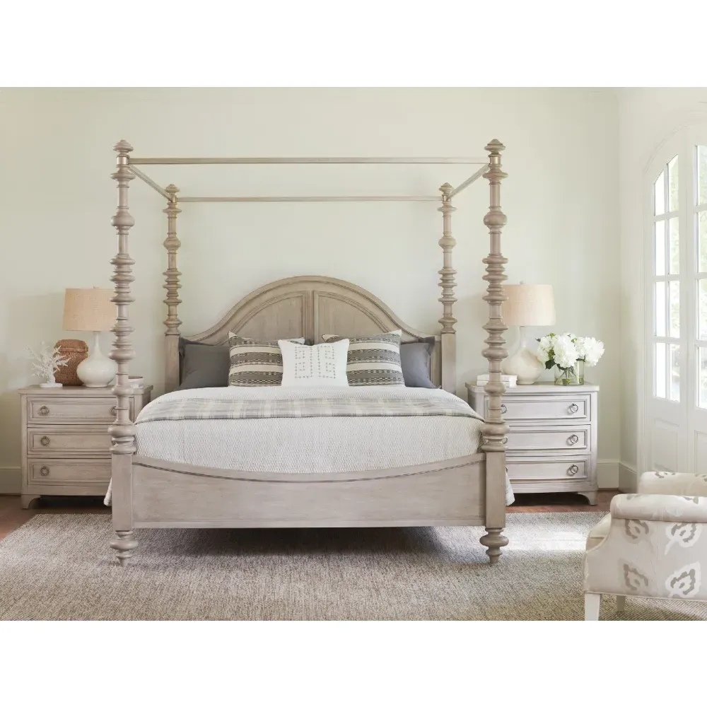 Heathercliff California King Canopy Bed - Beige