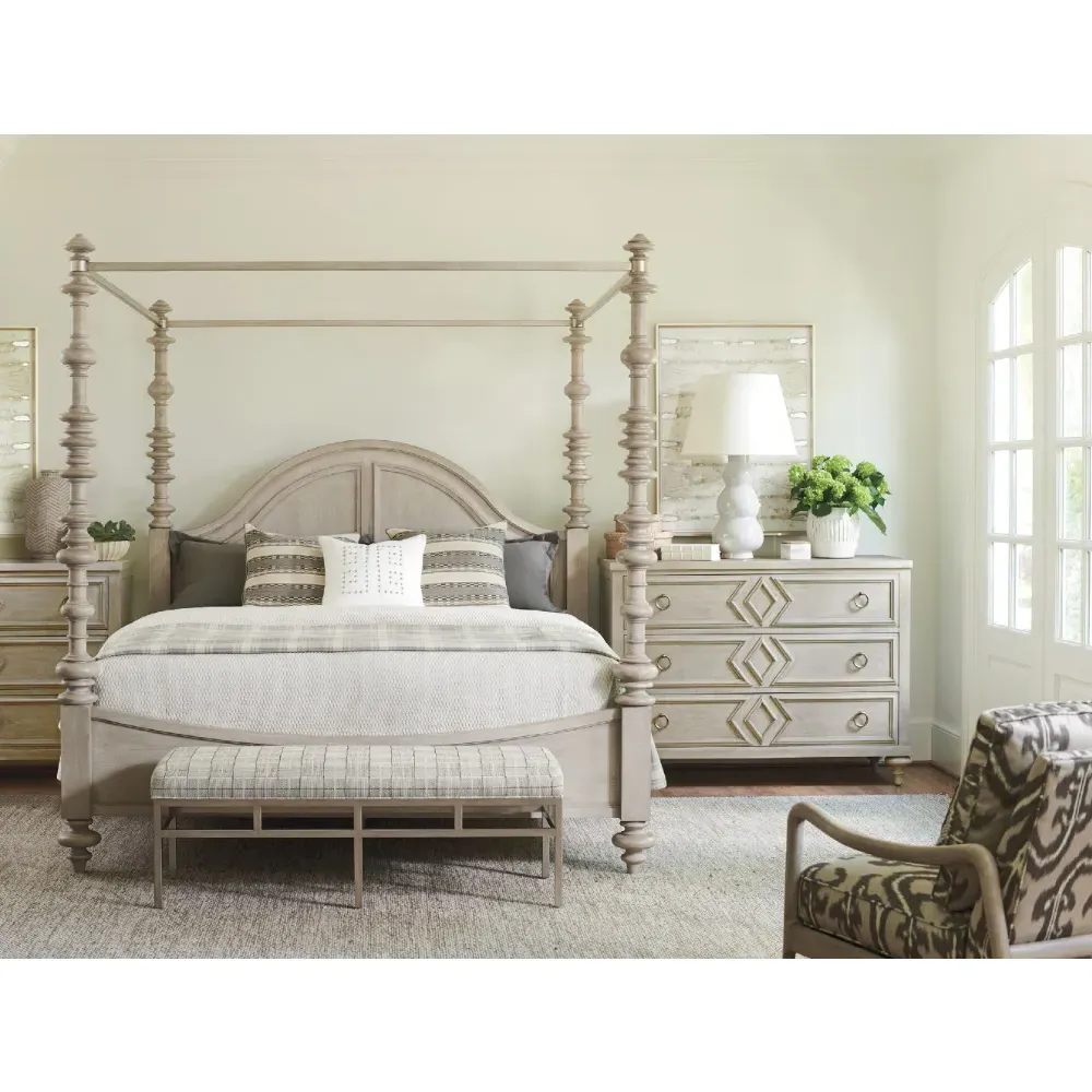 Heathercliff King Size Canopy Bed - Beige