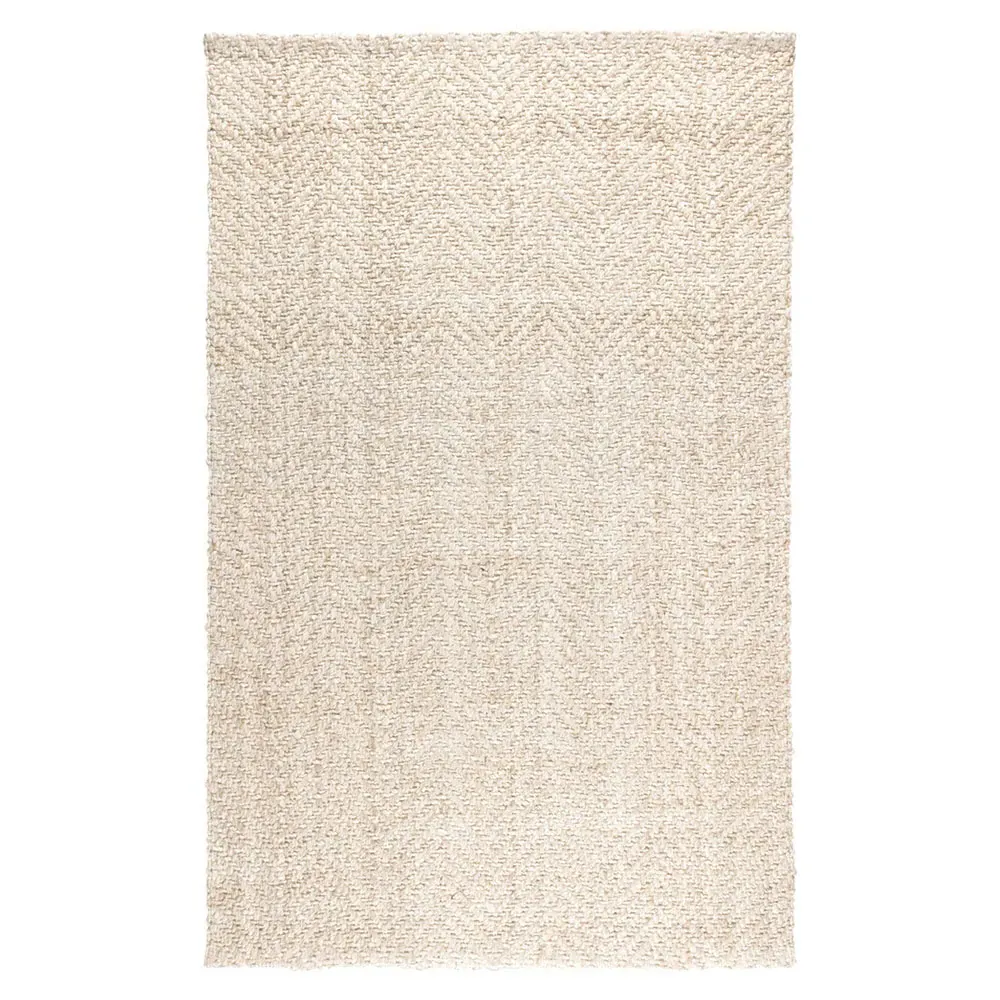 Hedi Herringbone Patterned Jute Rug - Cream