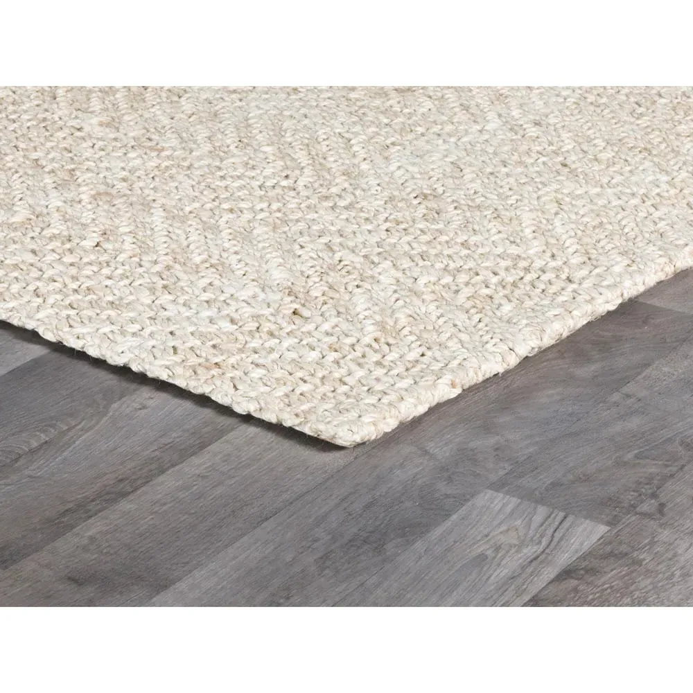 Hedi Herringbone Patterned Jute Rug - Cream
