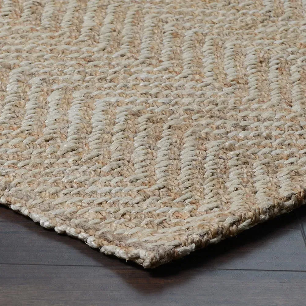Hedi Herringbone Patterned Jute Rug - Natural