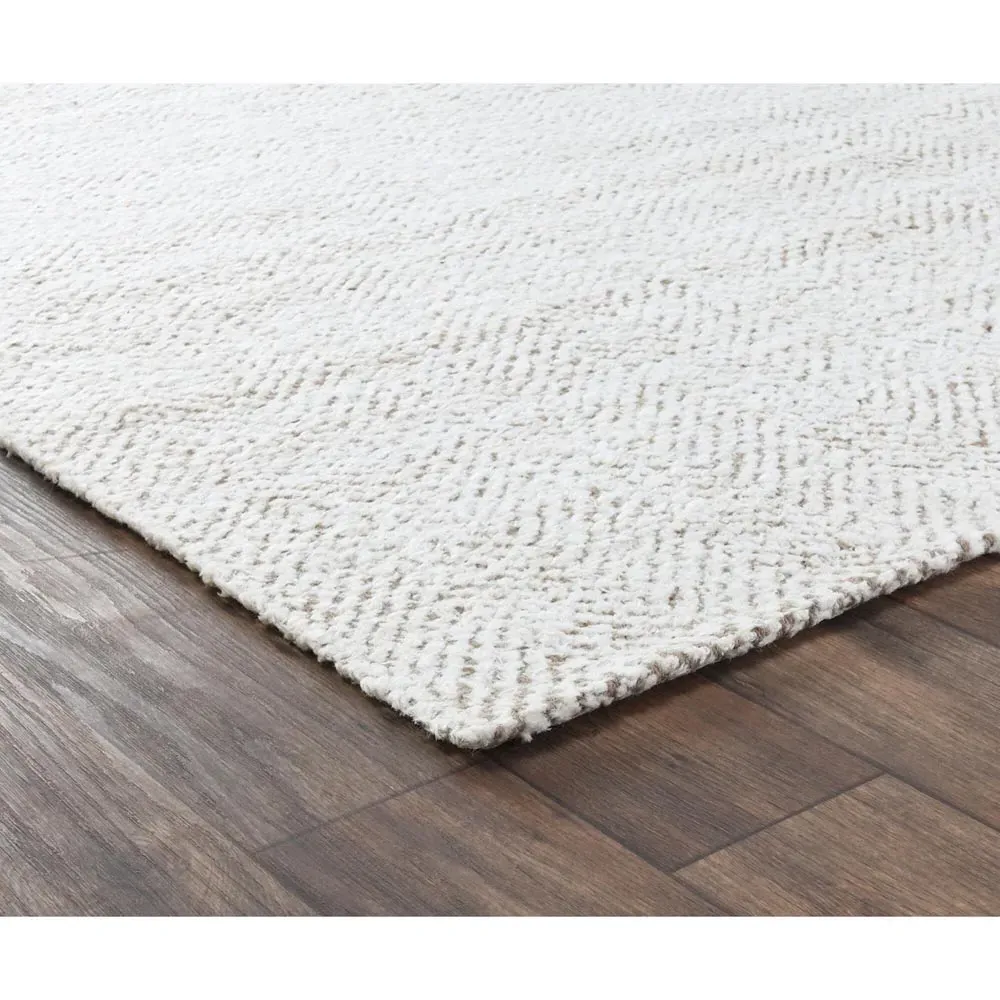 Hedi Herringbone Patterned Jute Rug - White