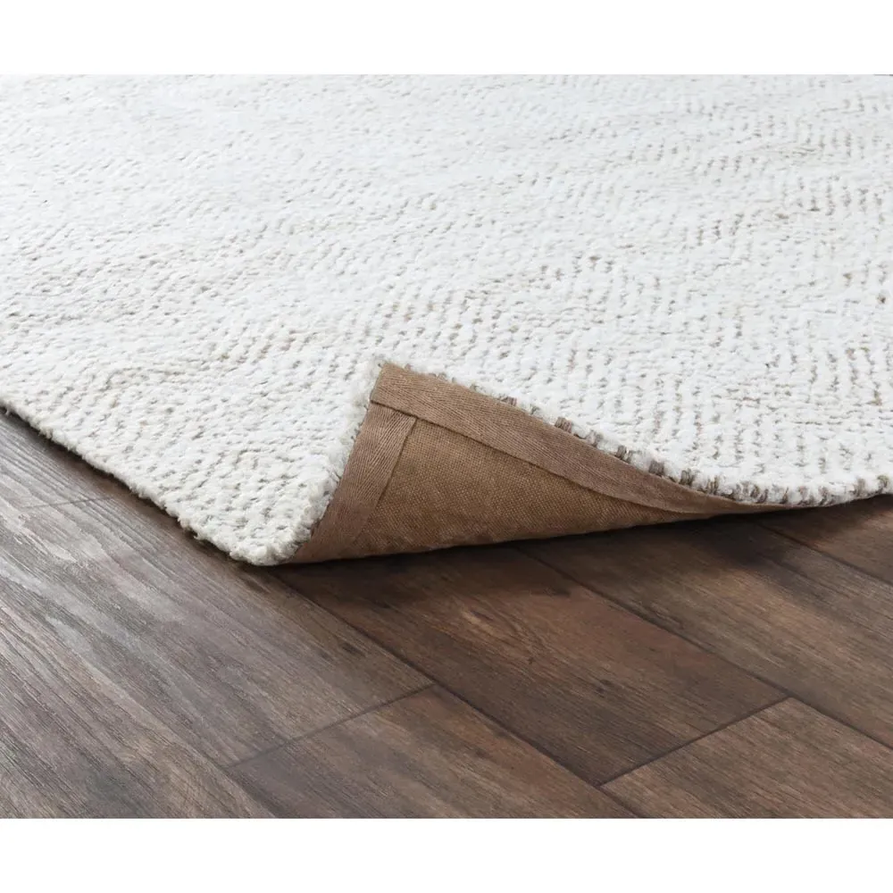 Hedi Herringbone Patterned Jute Rug - White