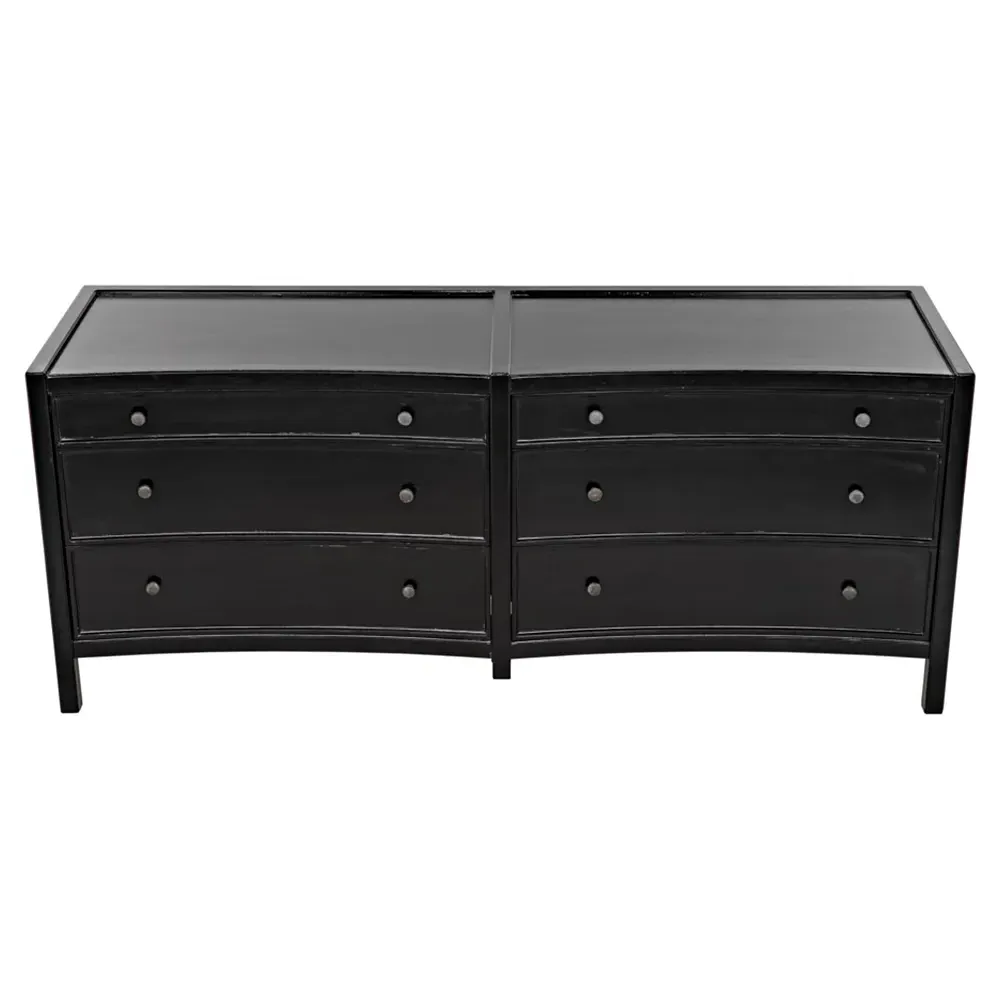 Helaena Double Dresser with Metal Pulls - Black, Mahogany