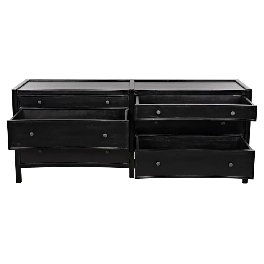 Helaena Double Dresser with Metal Pulls - Black, Mahogany