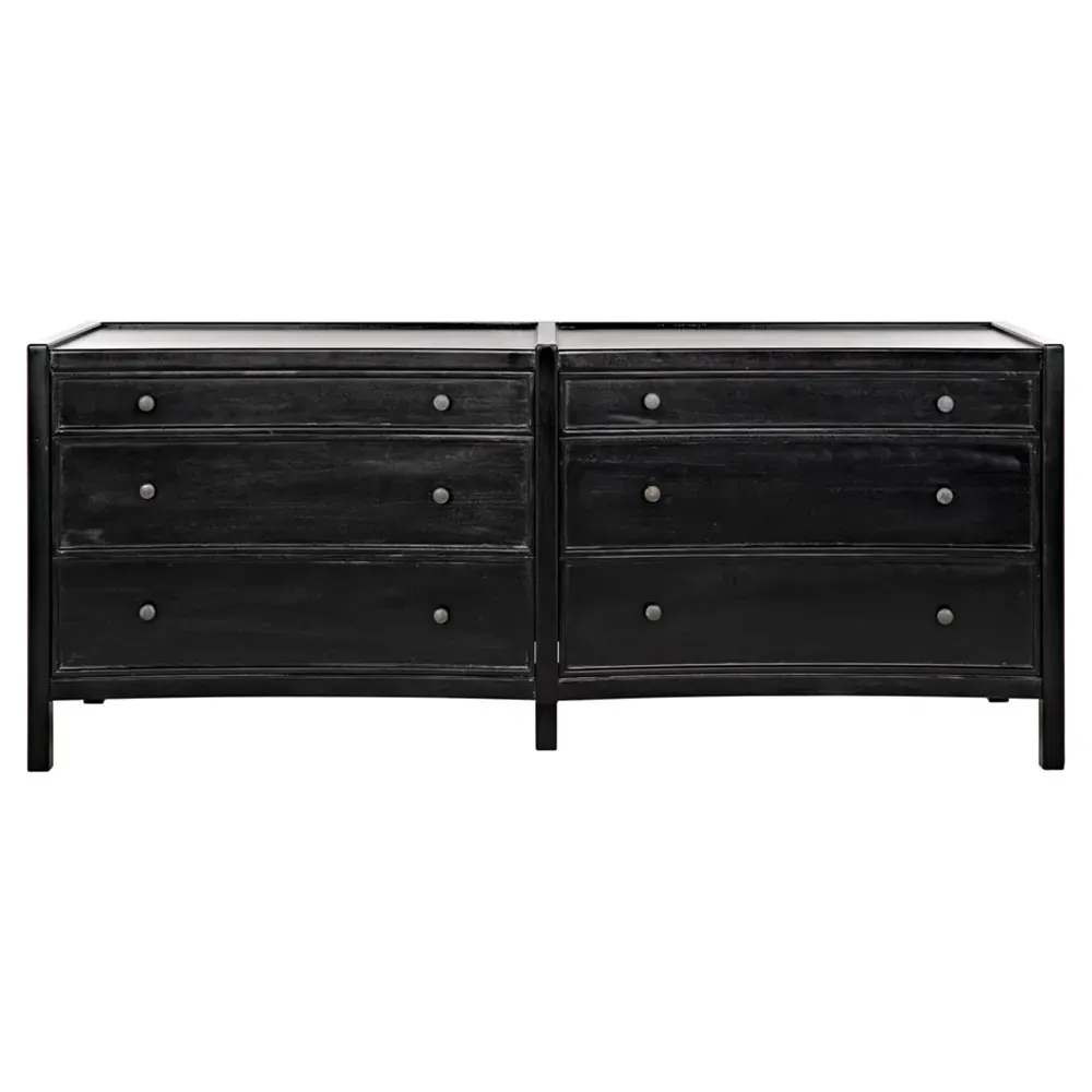 Helaena Double Dresser with Metal Pulls - Black, Mahogany
