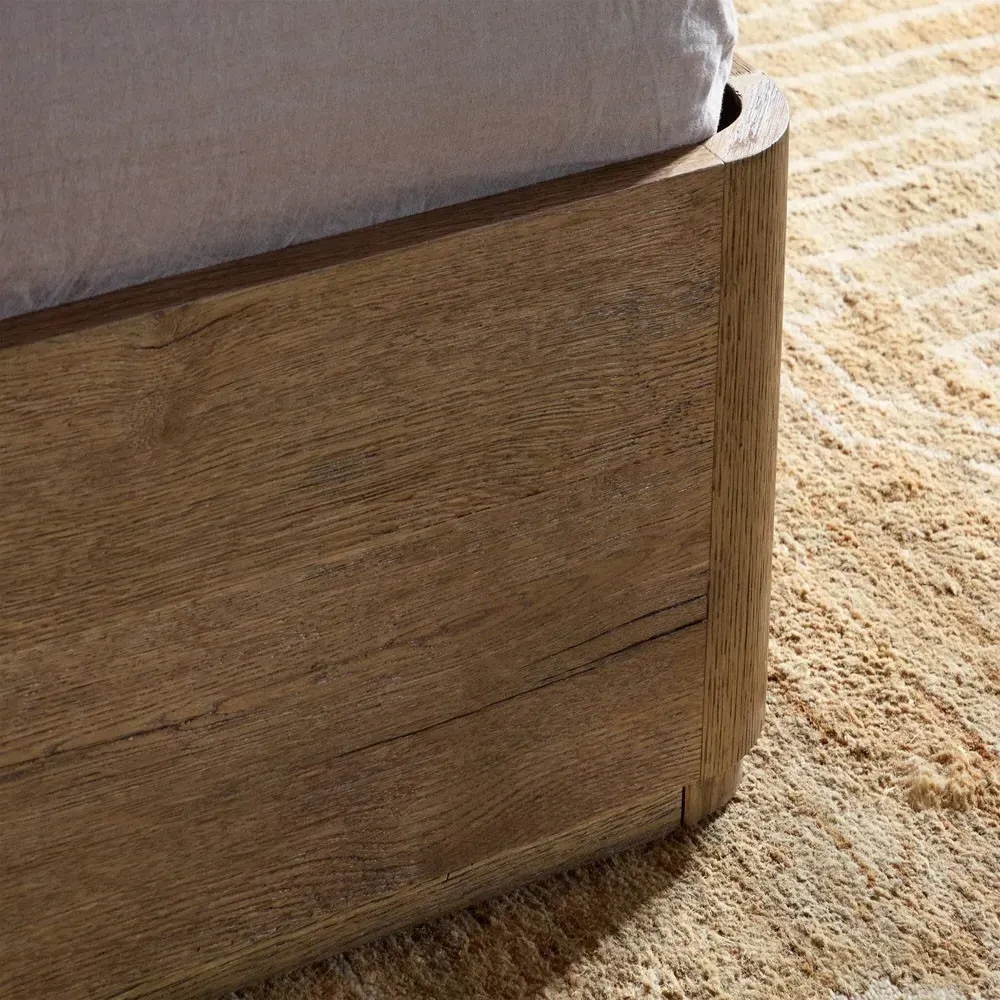 Helen King Size Wingback Bed - Brown, Oak