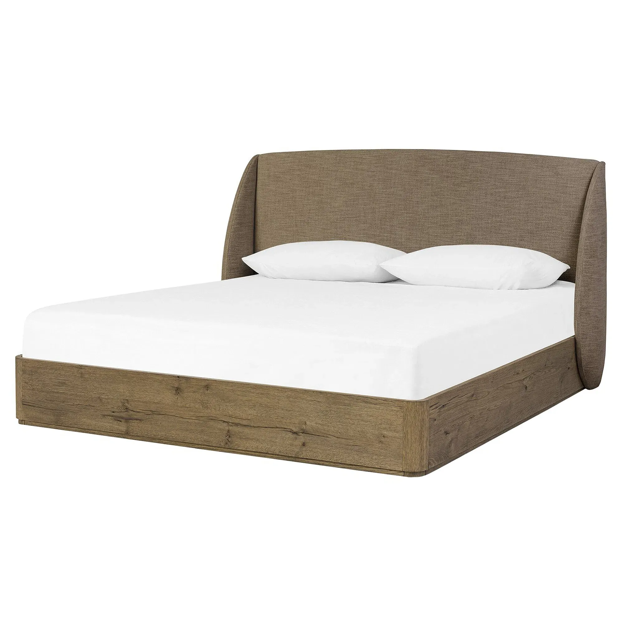 Helen King Size Wingback Bed - Brown, Oak