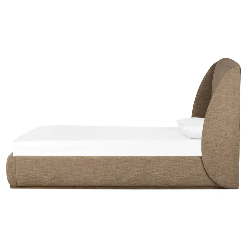 Helen King Size Wingback Bed - Taupe, Oak