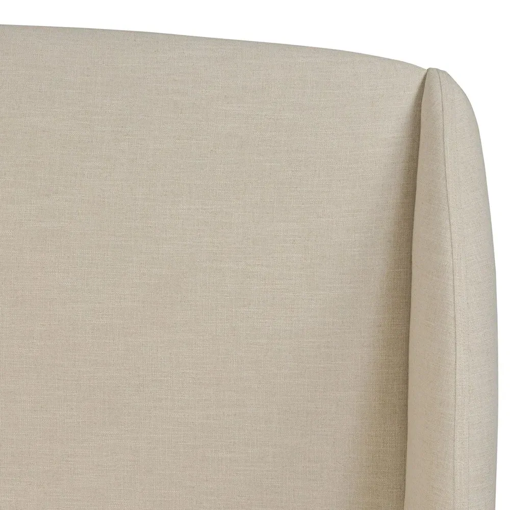 Helen Queen Size Wingback Bed - Beige, Oak