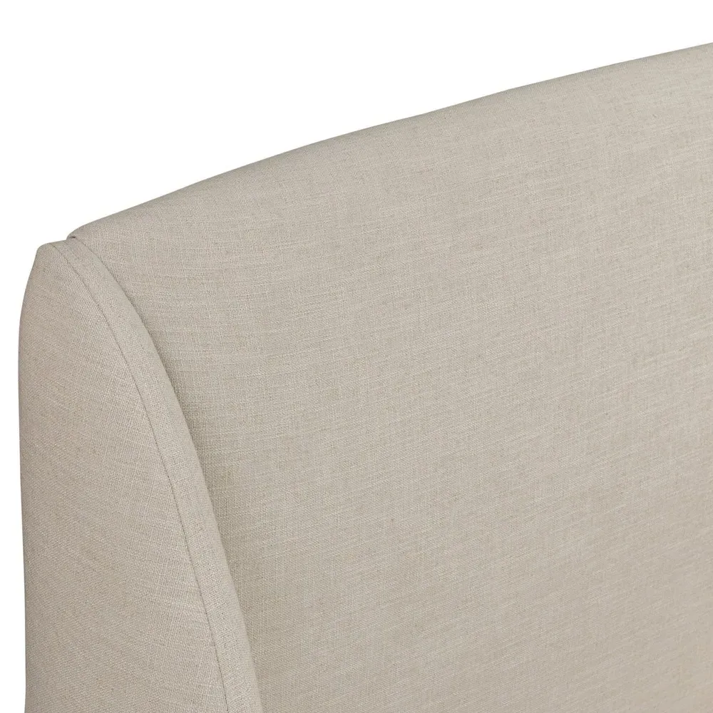 Helen Queen Size Wingback Bed - Beige, Oak