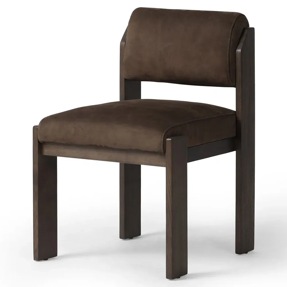 Helena Dining Side Chair - Brown, Leather