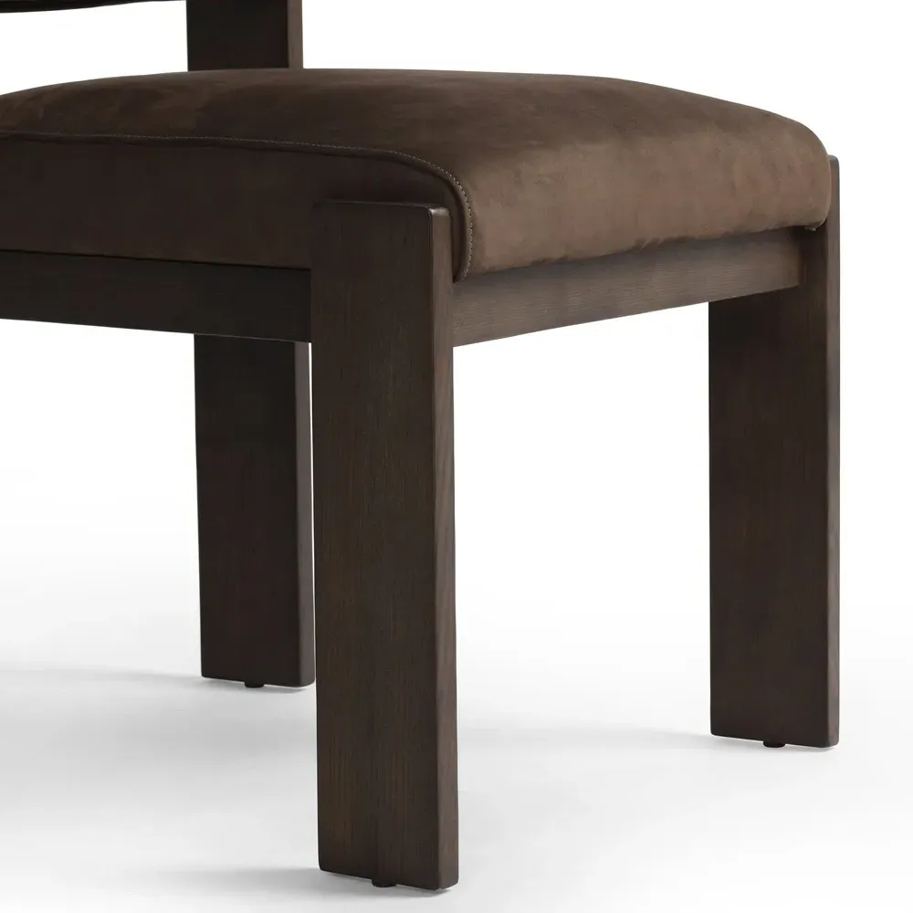 Helena Dining Side Chair - Brown, Leather