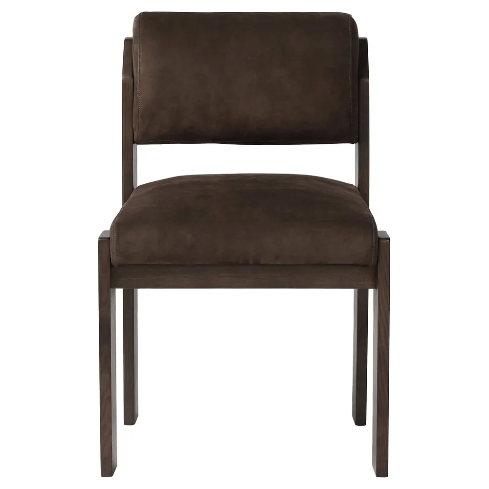 Helena Dining Side Chair - Brown, Leather