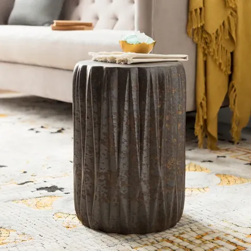 Helena Geometric Garden Stool - Bronze, Ceramic