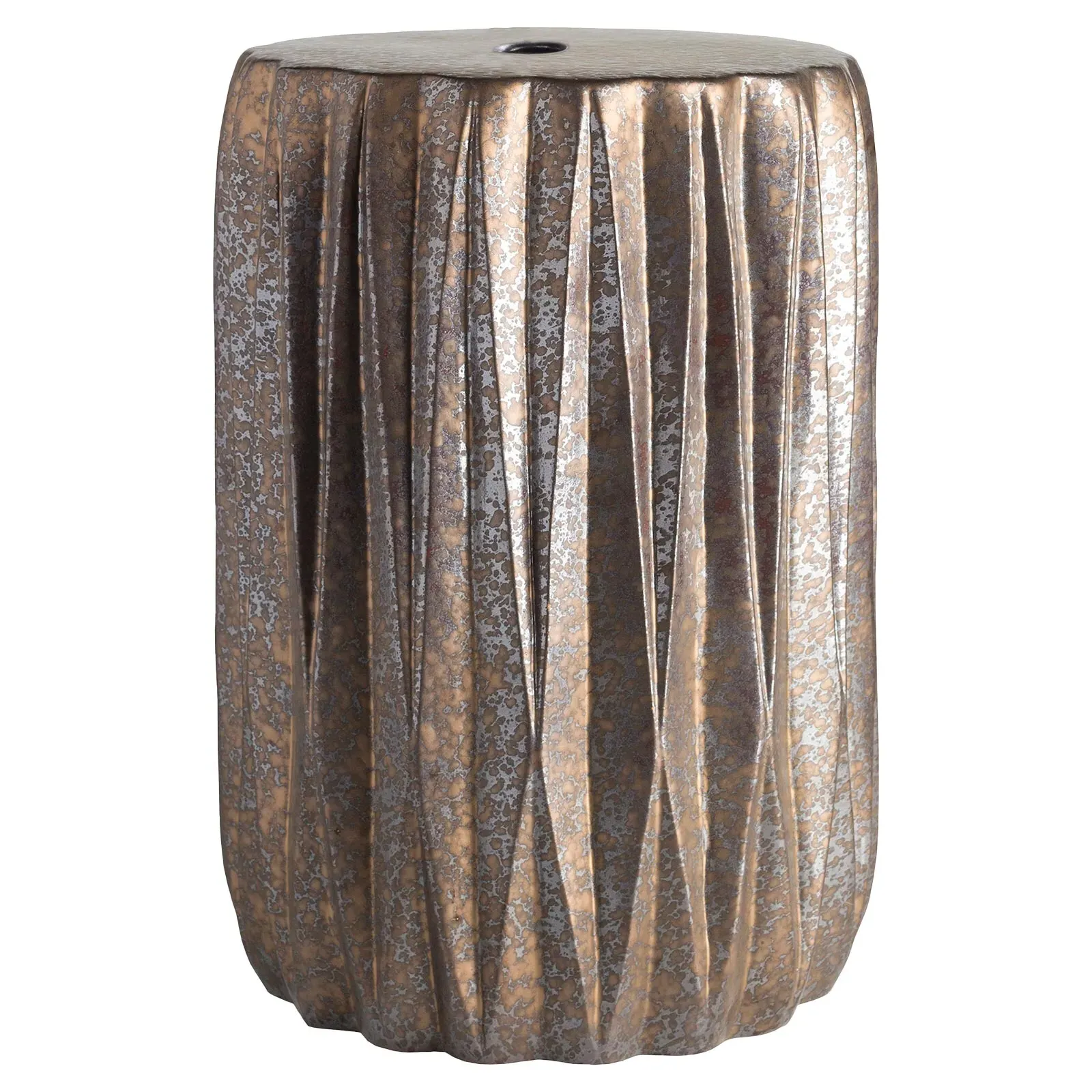 Helena Geometric Garden Stool - Bronze, Ceramic image