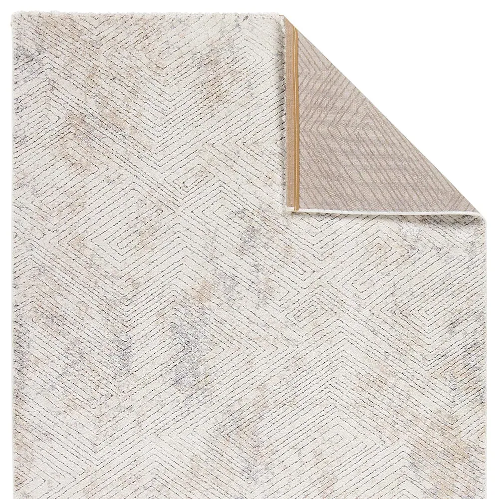 Helena Geometric Patterned Rug - Cream, Polypropylene