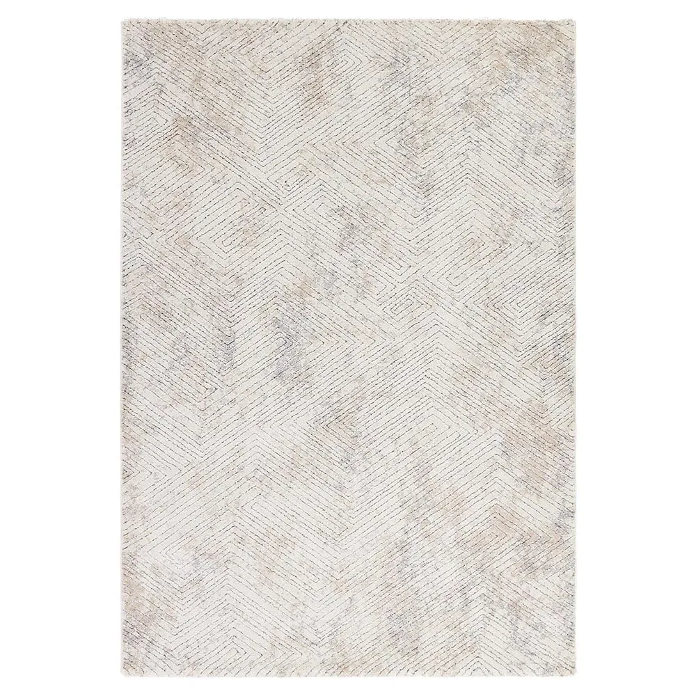 Helena Geometric Patterned Rug - Cream, Polypropylene
