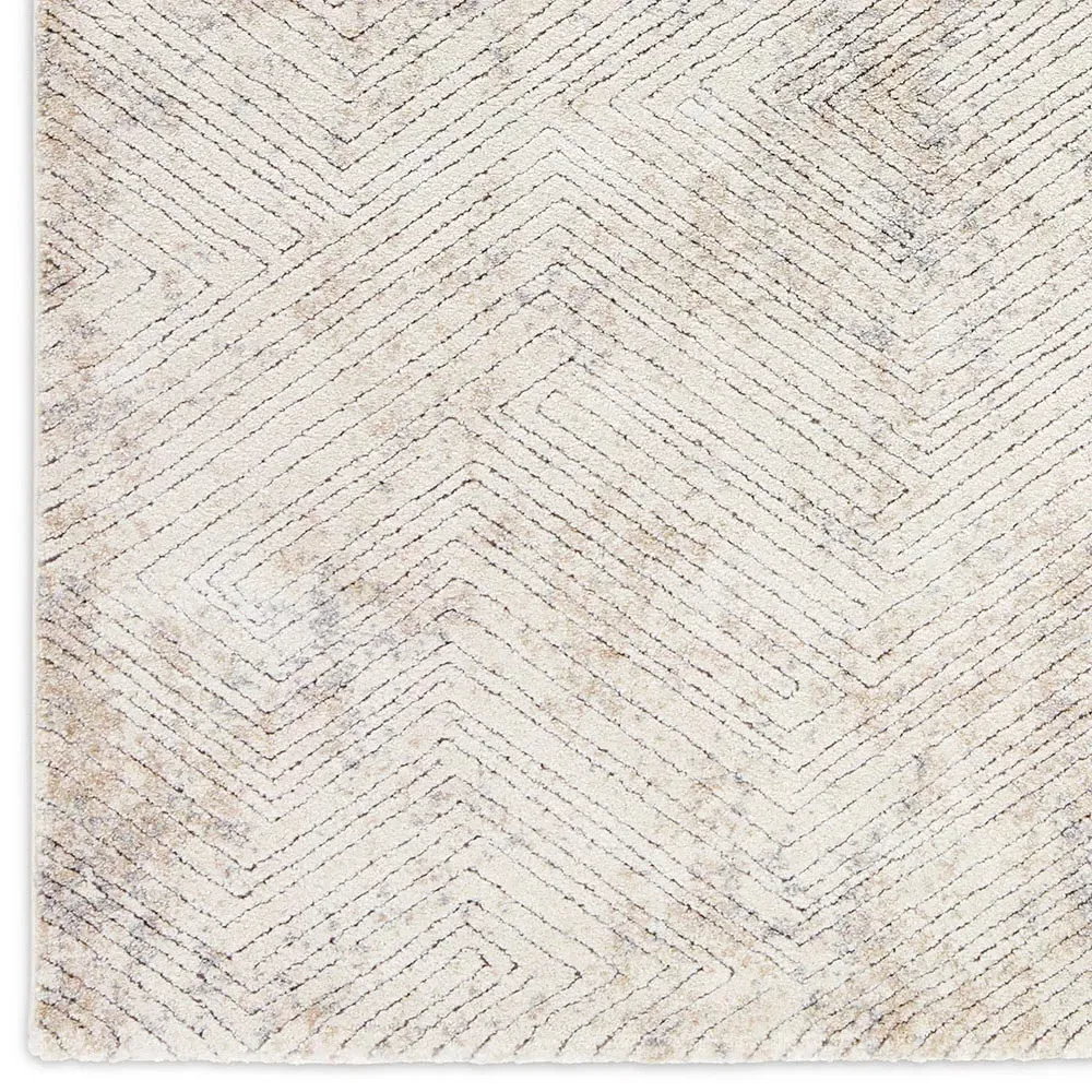 Helena Geometric Patterned Rug - Cream, Polypropylene