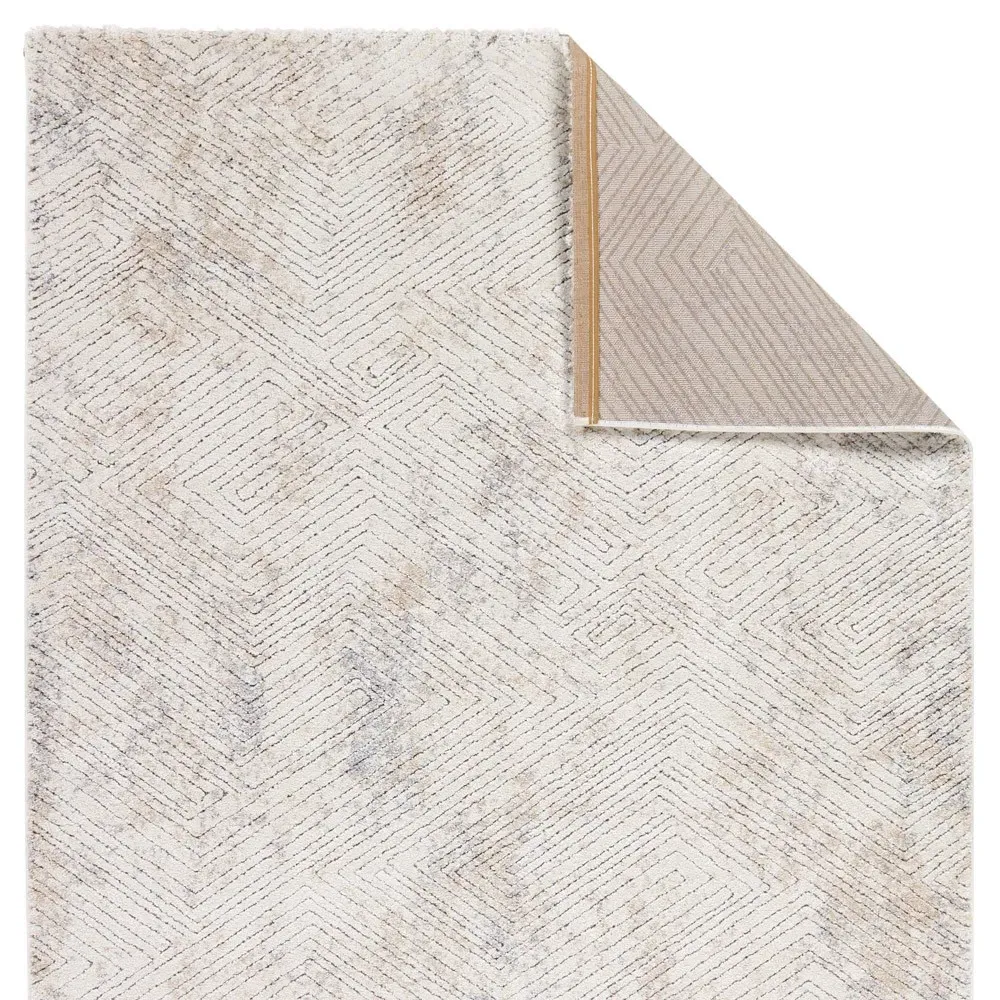 Helena Geometric Patterned Rug Sample - Cream, Polypropylene