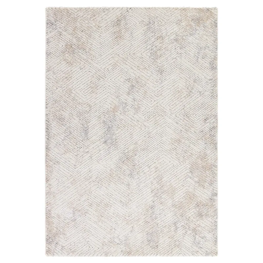 Helena Geometric Patterned Rug Sample - Cream, Polypropylene image