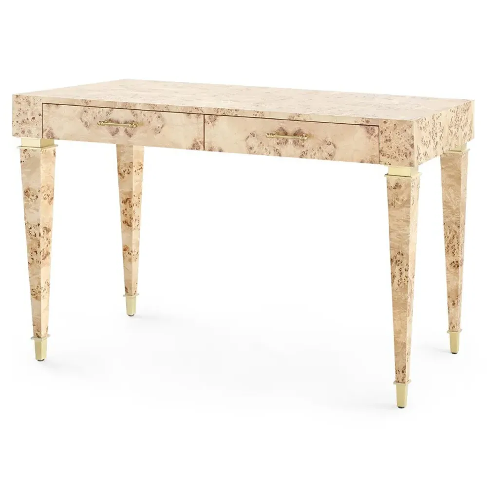 Helena Rectangular Desk - Brown, Mappa Burl