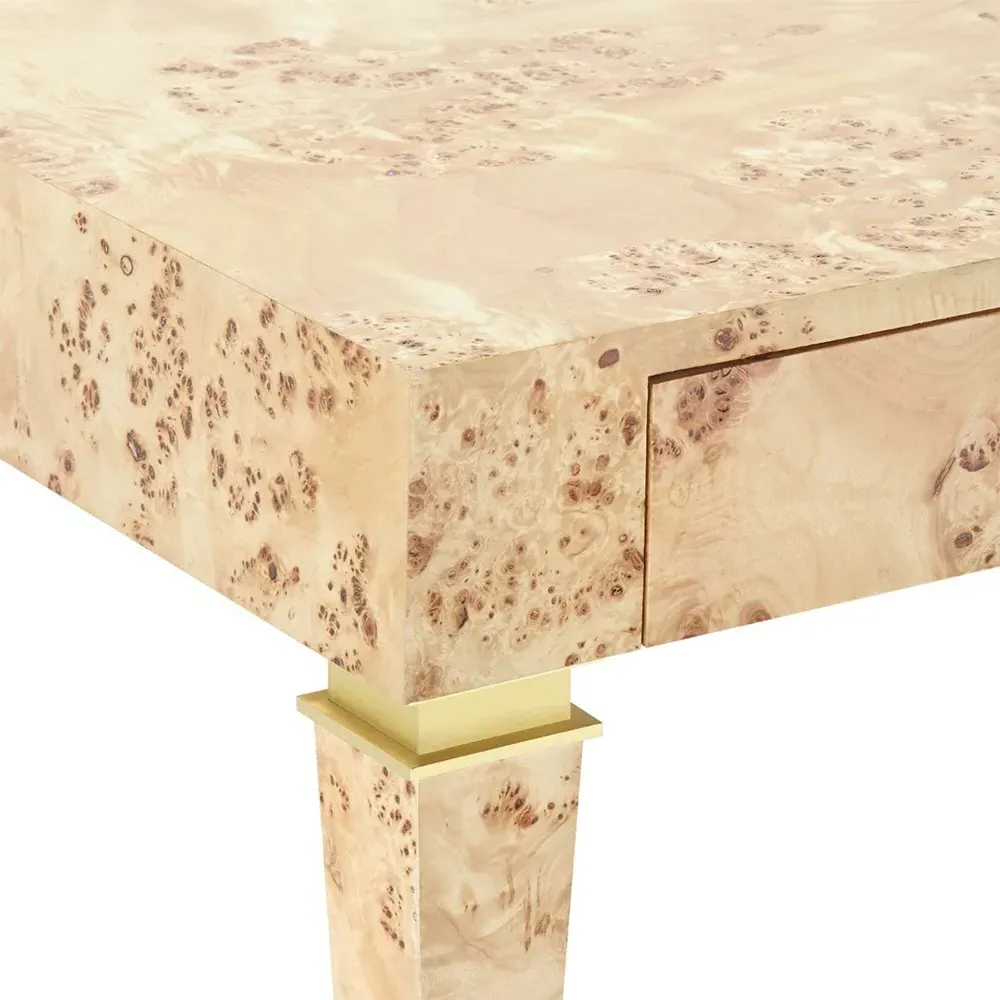 Helena Rectangular Desk - Brown, Mappa Burl