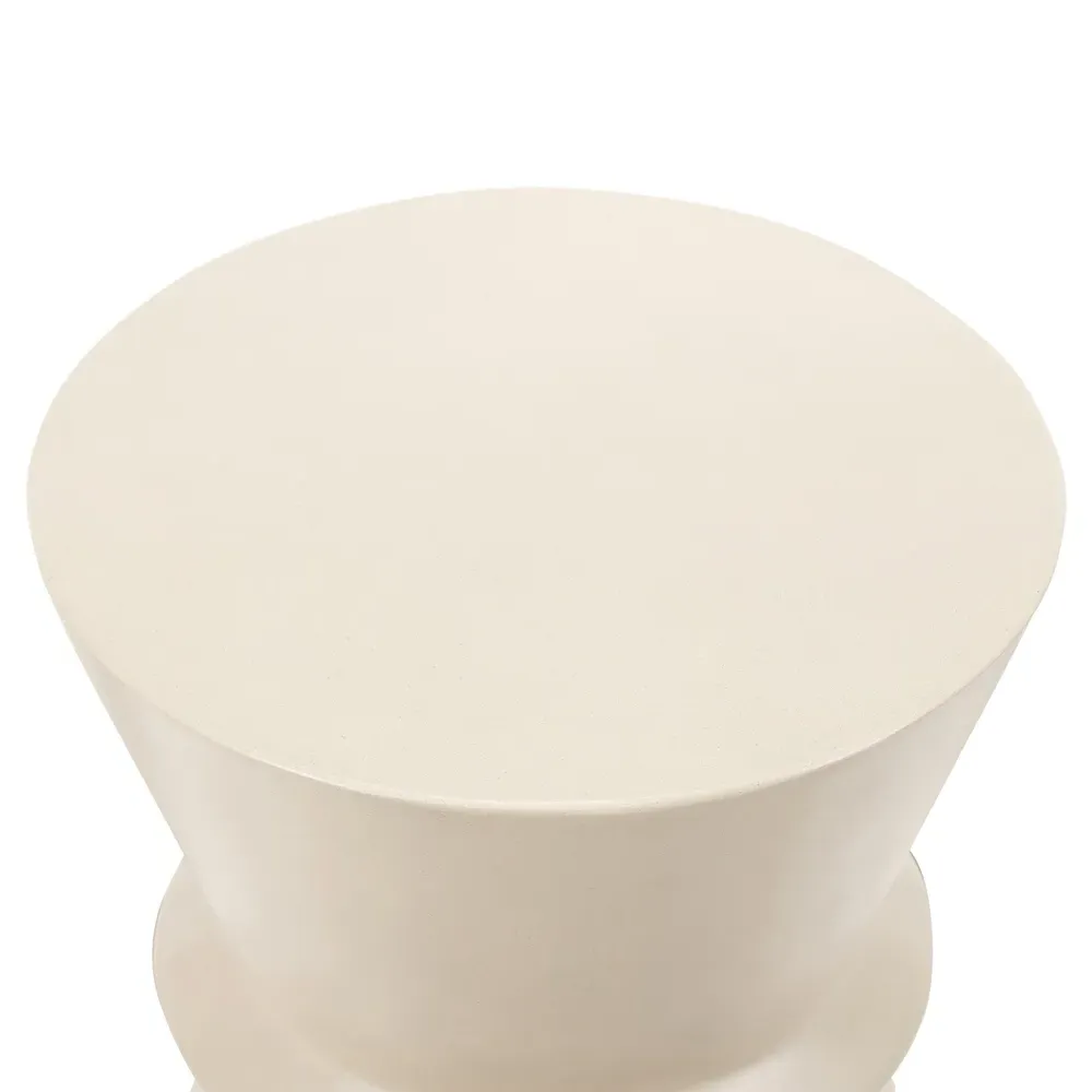 Helio Hourglass Round End Table - White, Concrete