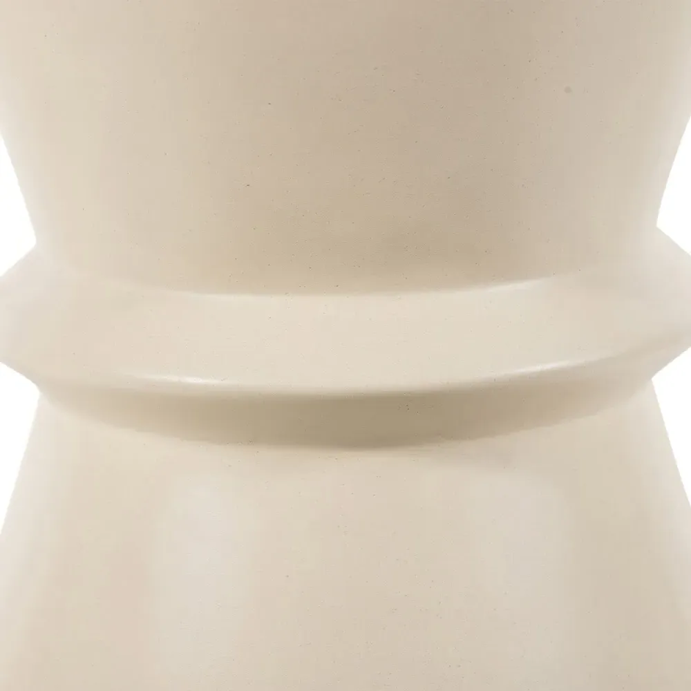 Helio Hourglass Round End Table - White, Concrete