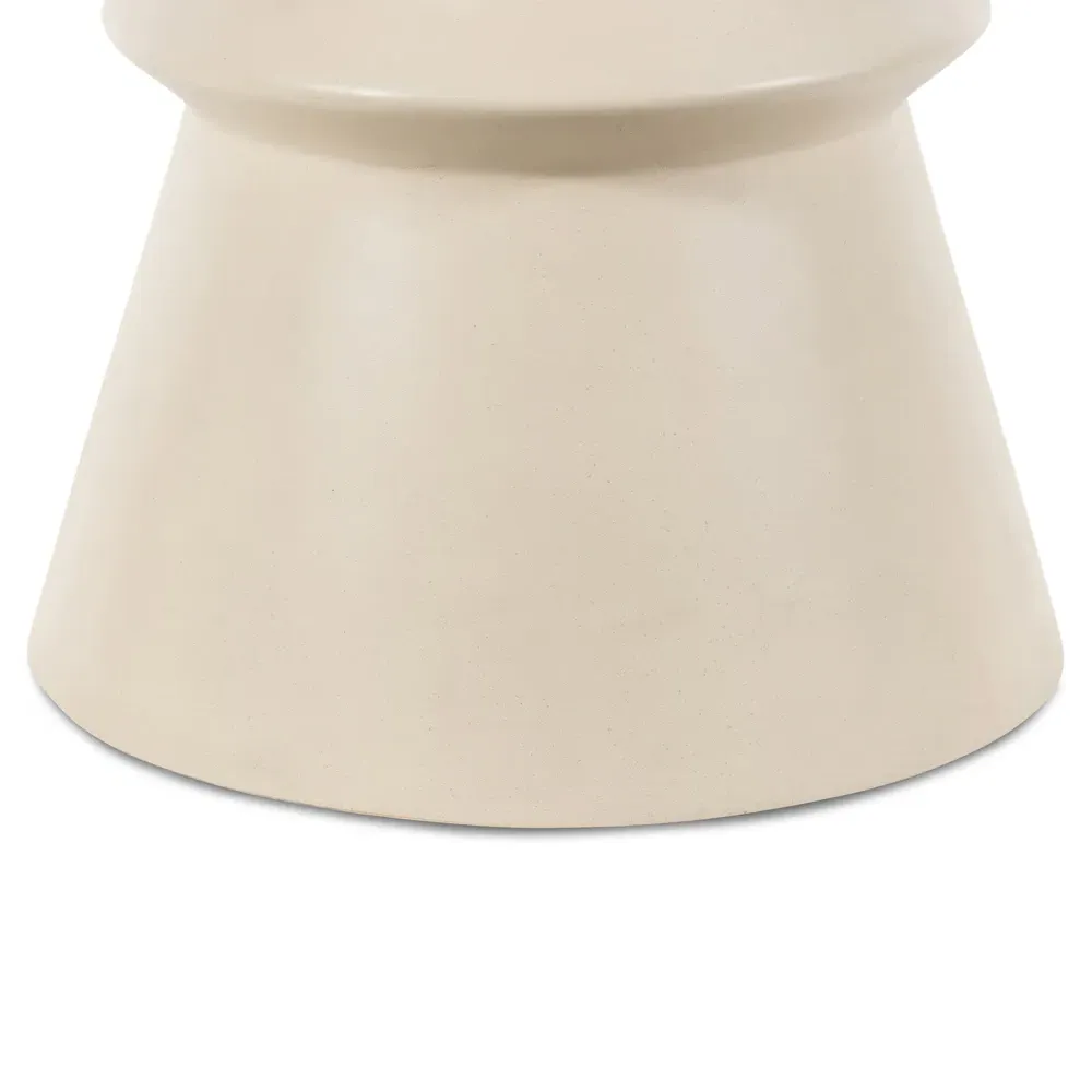 Helio Hourglass Round End Table - White, Concrete